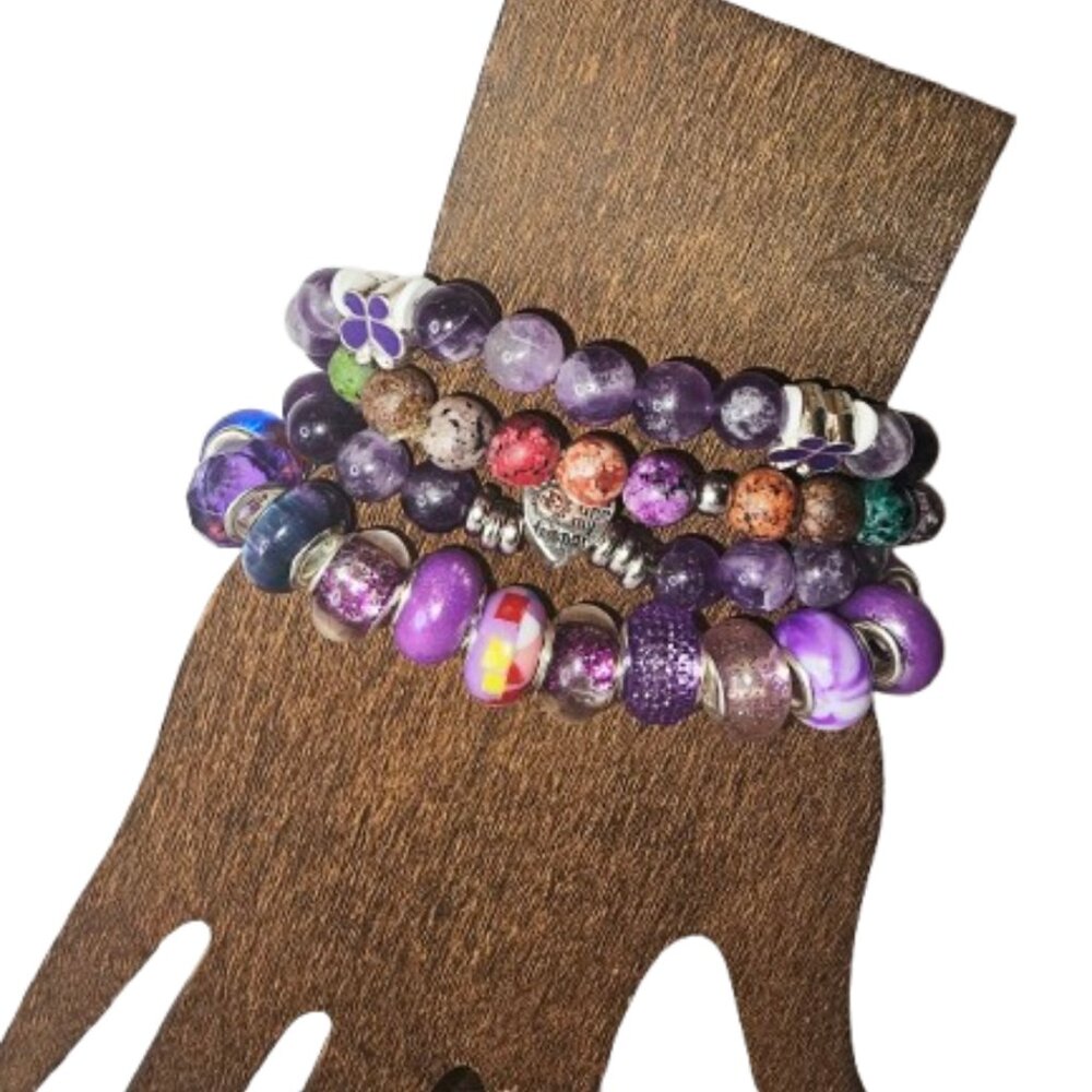 Amethyst Mystic Purple Layered Bracelet-NWT- 7.5 inches